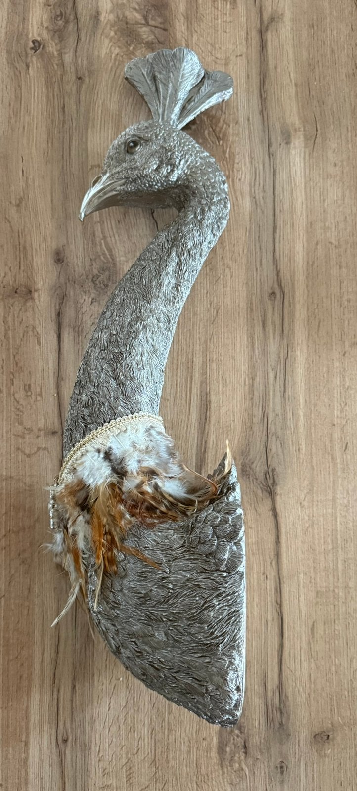 Pauwenhoofd voor aan de muur met swarovski, Ophalen, Zo goed als nieuw