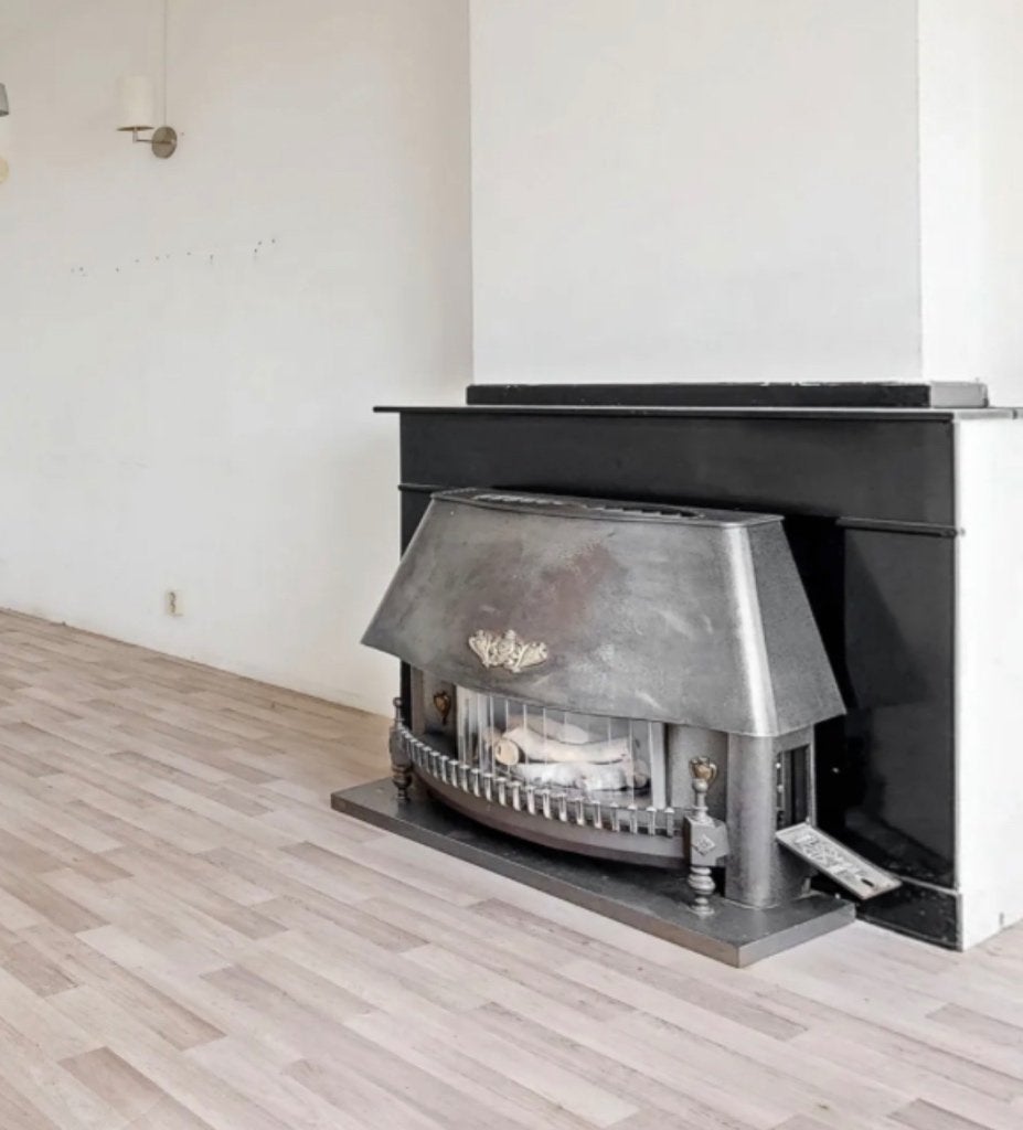 Klassieke metalen open haard gratis, Huis en Inrichting, Ophalen, Gas, Zo goed als nieuw, Vrijstaand