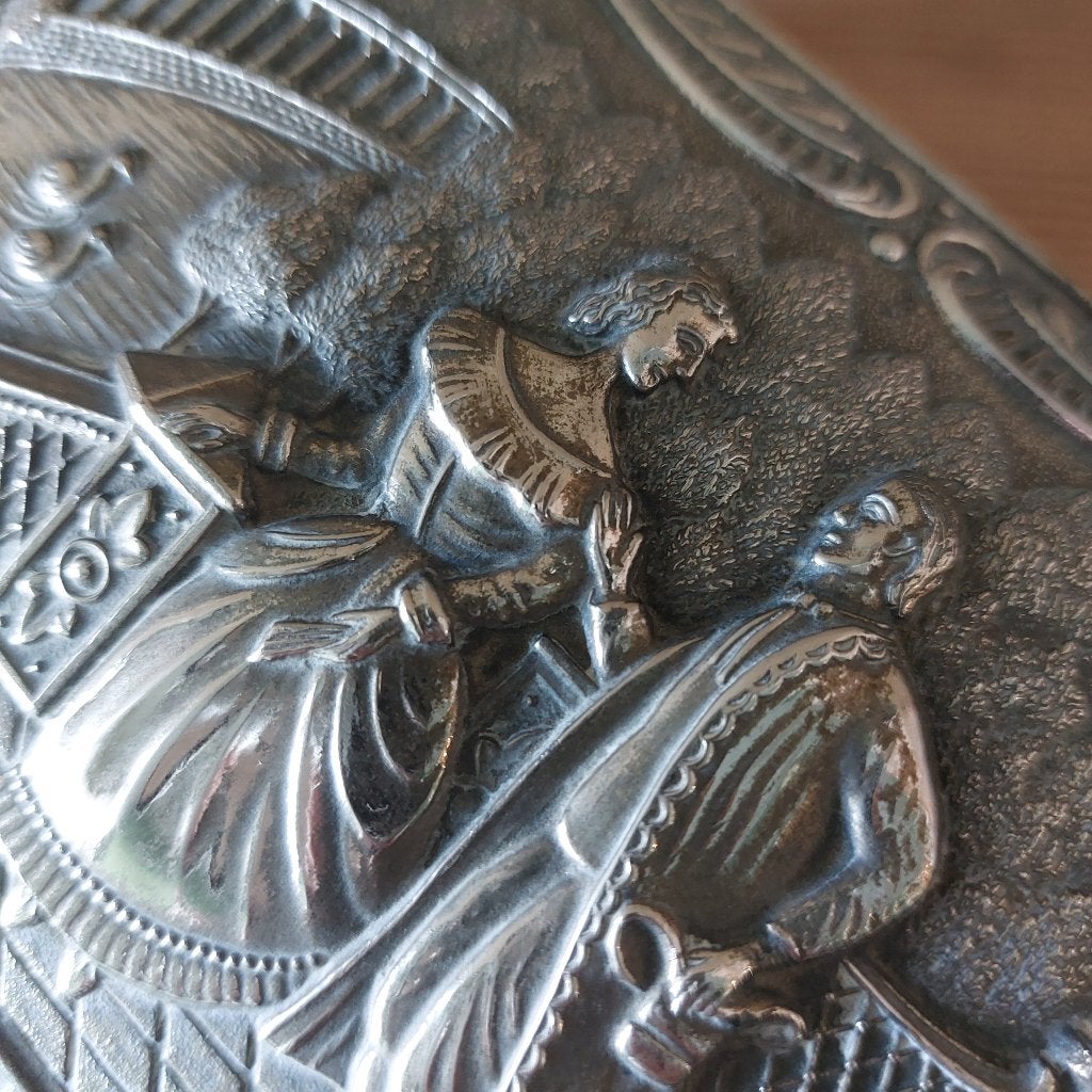 Prachtige grote brocante verzilverde sieradendoos zwanenmeer, Ophalen of Verzenden, Zilver