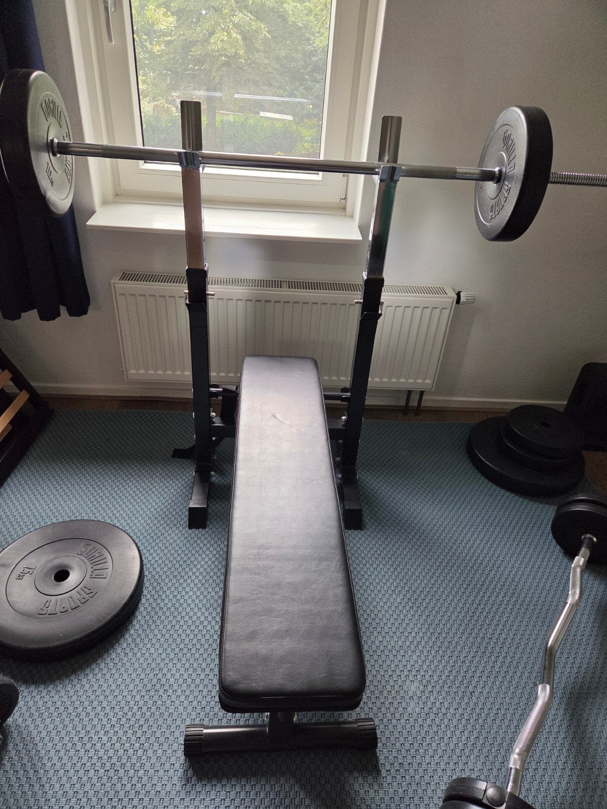Gorilla Sports Benchpress, 2x Halterstang & Dumbbell Set, Ophalen