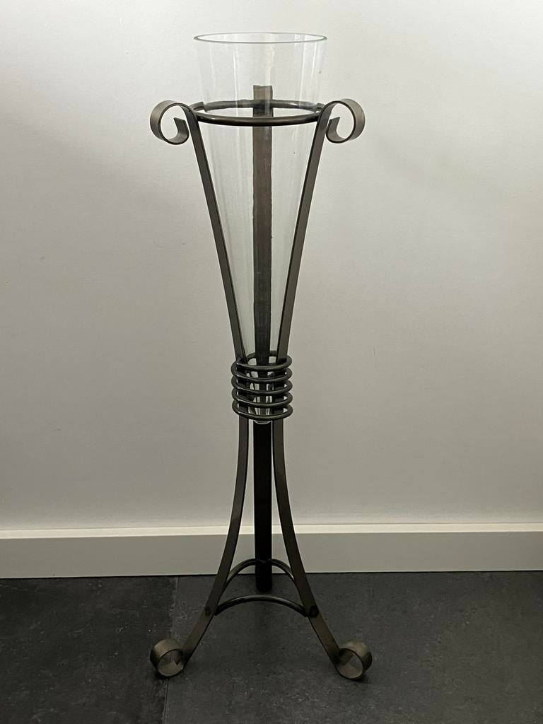 Vaas in metalen houder, Huis en Inrichting, Ophalen, Overige materialen, Overige kleuren, 50 tot 75 cm