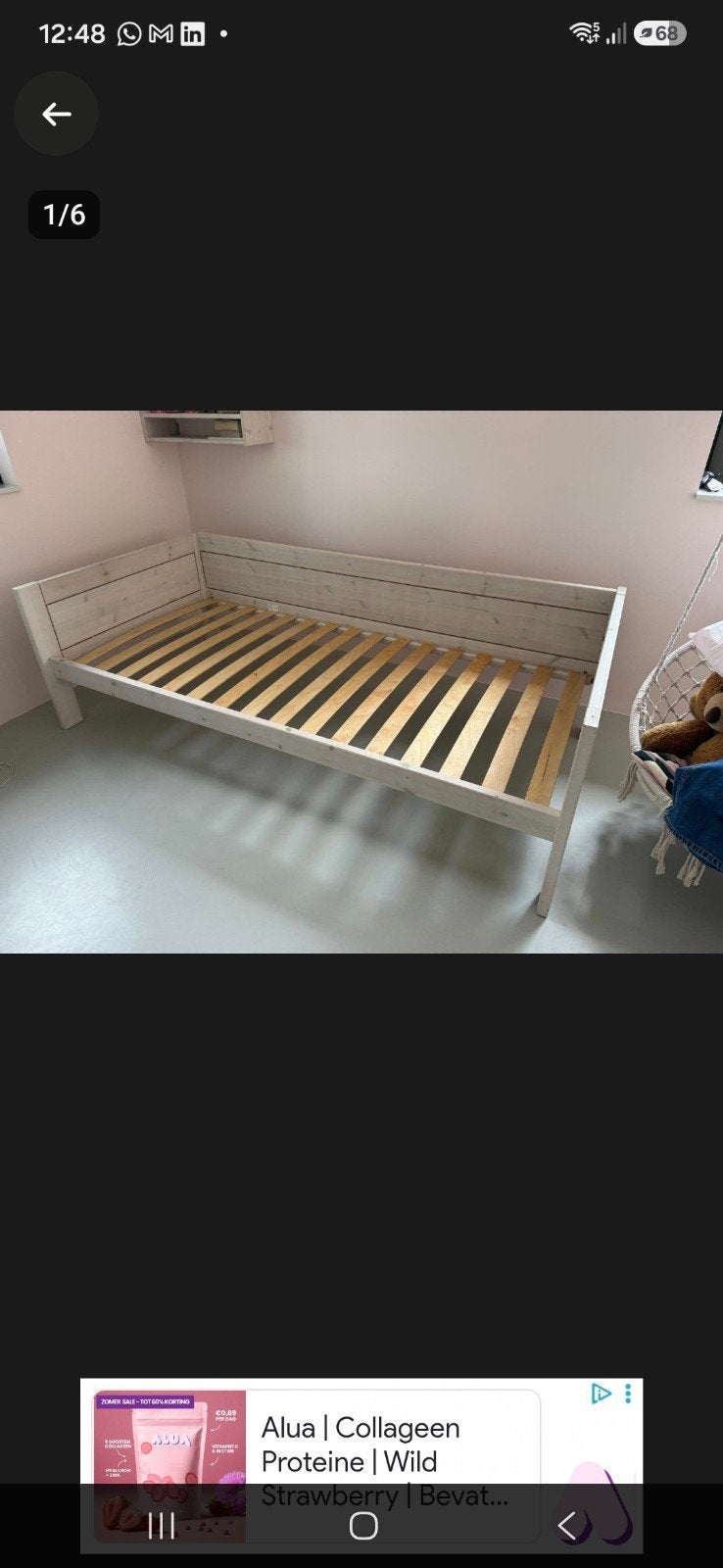 lifetime bed kinderned met lattenbodem en matras whitewash, Ophalen, Gebruikt, 90 cm, Eenpersoons