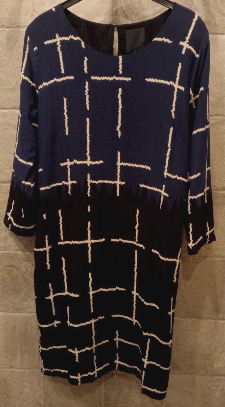 Inwear - Zgan Zwart/Blauwe Jurk - Maat 46, Kleding | Dames, Jurken, Zwart, Maat 46/48 (XL) of groter, Ophalen of Verzenden, Zo goed als nieuw