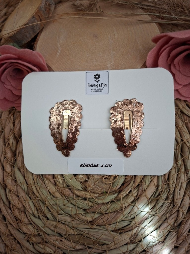 Klikklak 4 cm met goud en giltters, Goud, Haarspeld, Nieuw, Ophalen of Verzenden