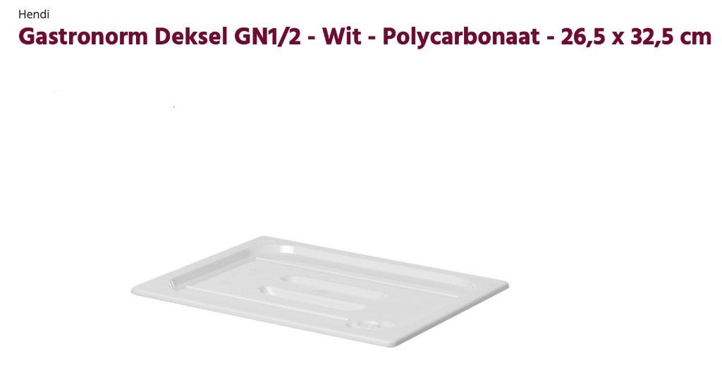 Gratis: 3x GN Deksel polycarbonaat, Ophalen, Nieuw, Wit, Overige typen
