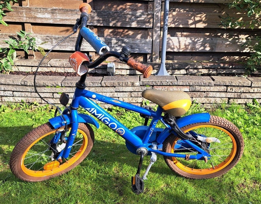 Amigo Kinderfiets 16 inch - Blauw, Fietsen en Brommers, Ophalen, Zijwieltjes, Velgrem, Amigo