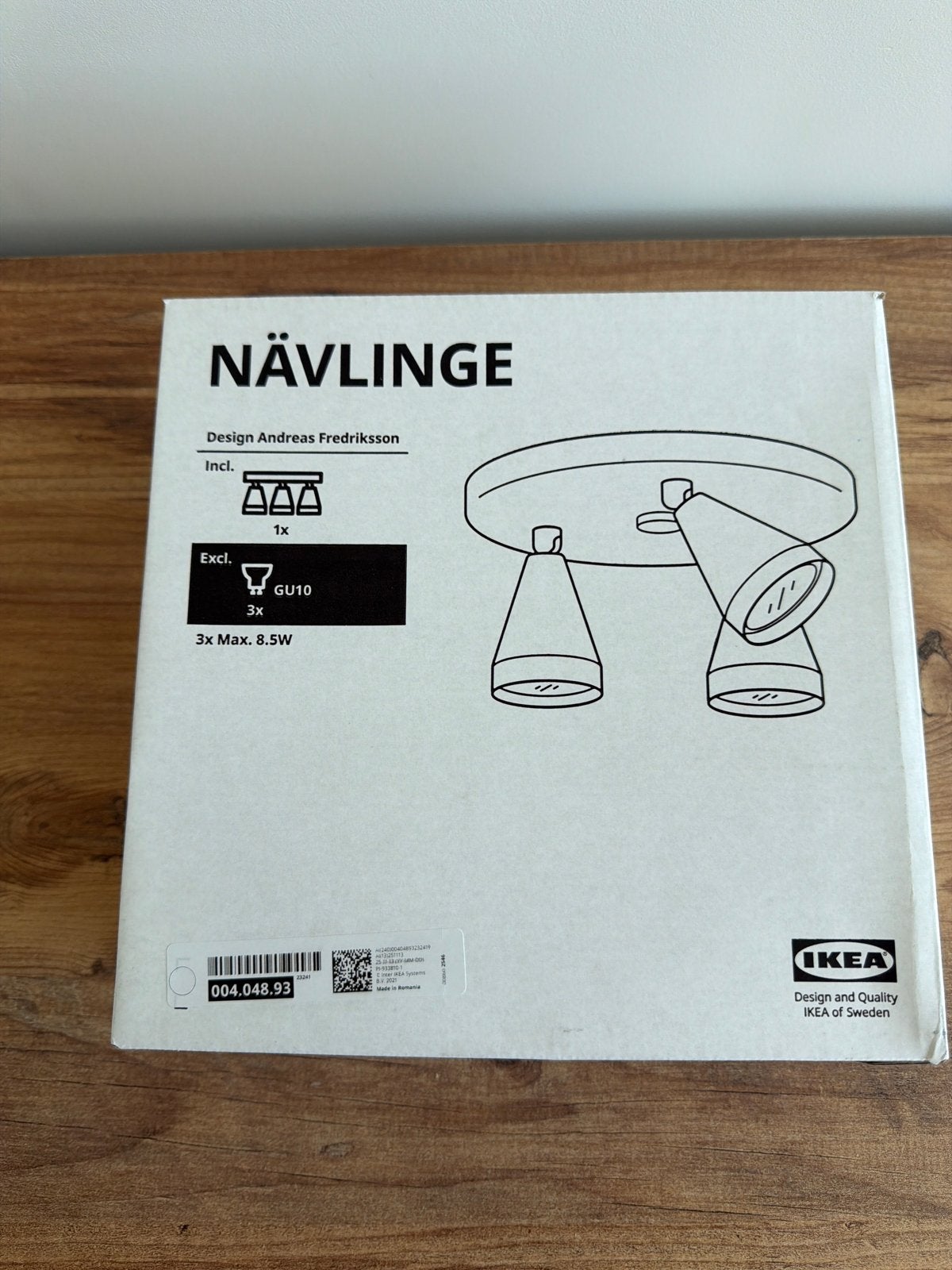 IKEA NÄVLINGE Plafondspot met 3 spots, wit - Nieuw in doos, Ophalen, Modern, GU10, Nieuw