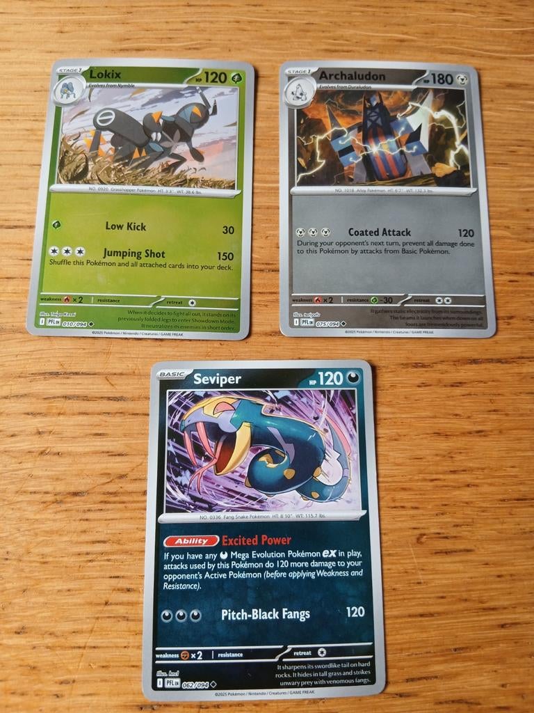 Pokémon Kaarten: Lokix, Archaludon, Seviper, Ophalen of Verzenden, Gebruikt, Meerdere kaarten