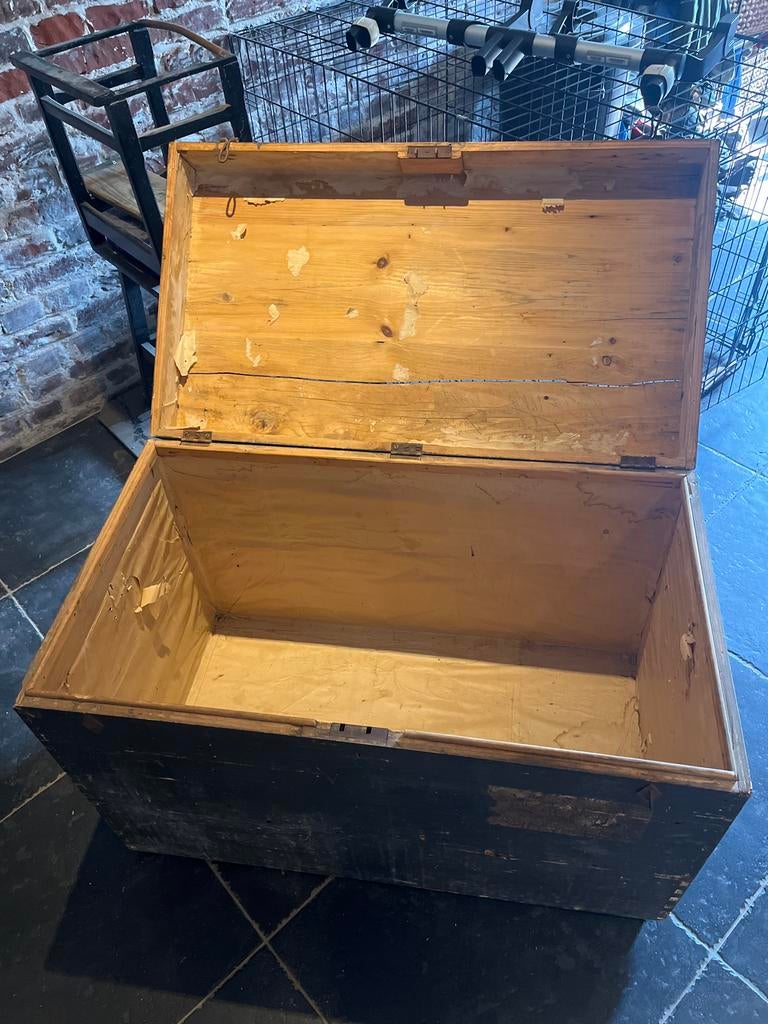 Vintage Houten Dekenist met IJzeren Handgrepen, Huis en Inrichting, Woonaccessoires | Kisten, Ophalen, Gebruikt, 50 tot 100 cm