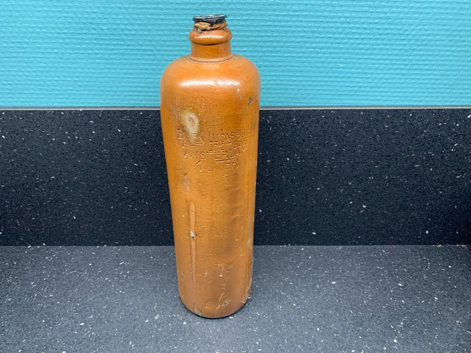 Antieke 1 Liter Jenever Kruik - Even Lucas Bols Amsterdam, Ophalen of Verzenden