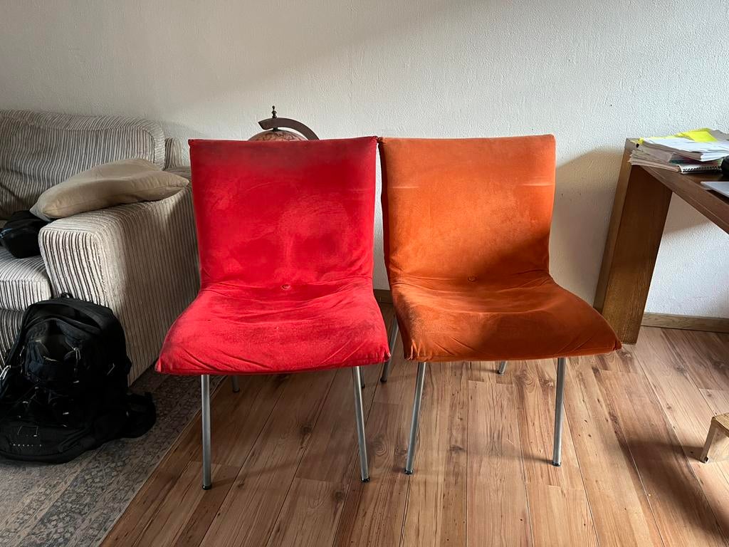 GRATIS 6 Ligne Roset design eettafelstoelen, Huis en Inrichting, Stoelen, Ophalen, Zo goed als nieuw, Rood