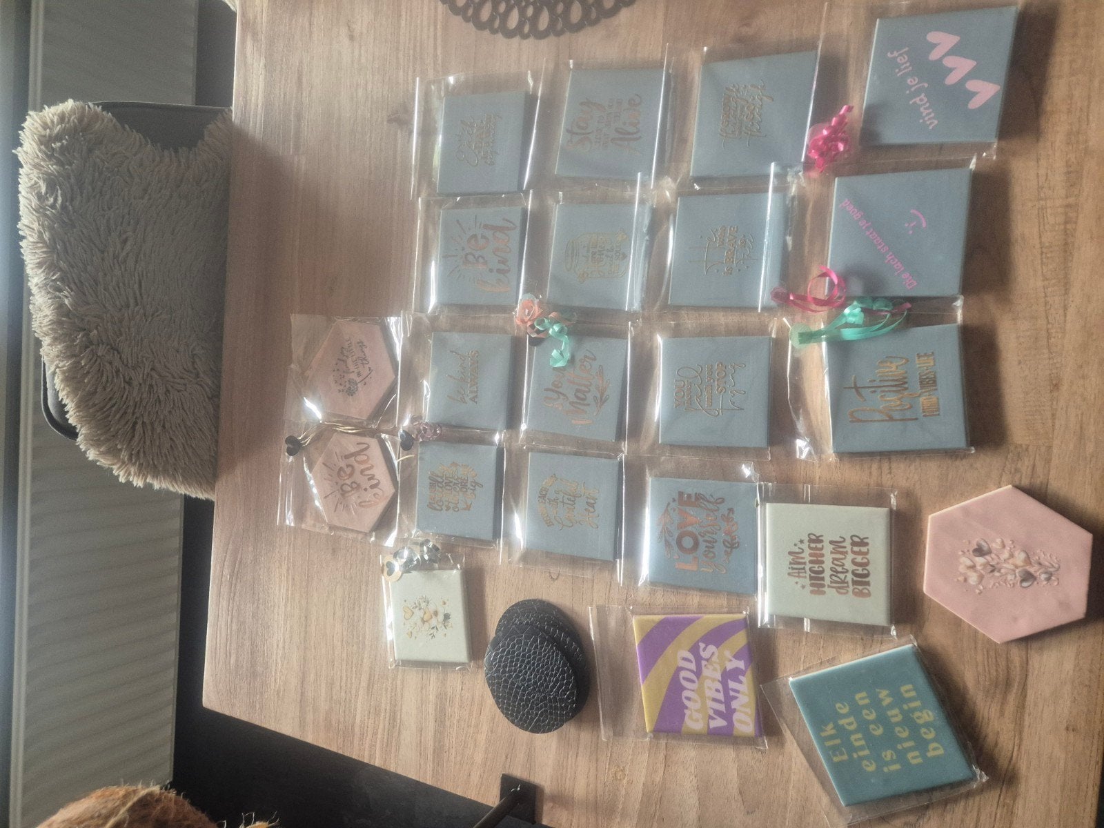 Partij tegeltjes met inspirerende teksten 10x10 cm, Ophalen of Verzenden