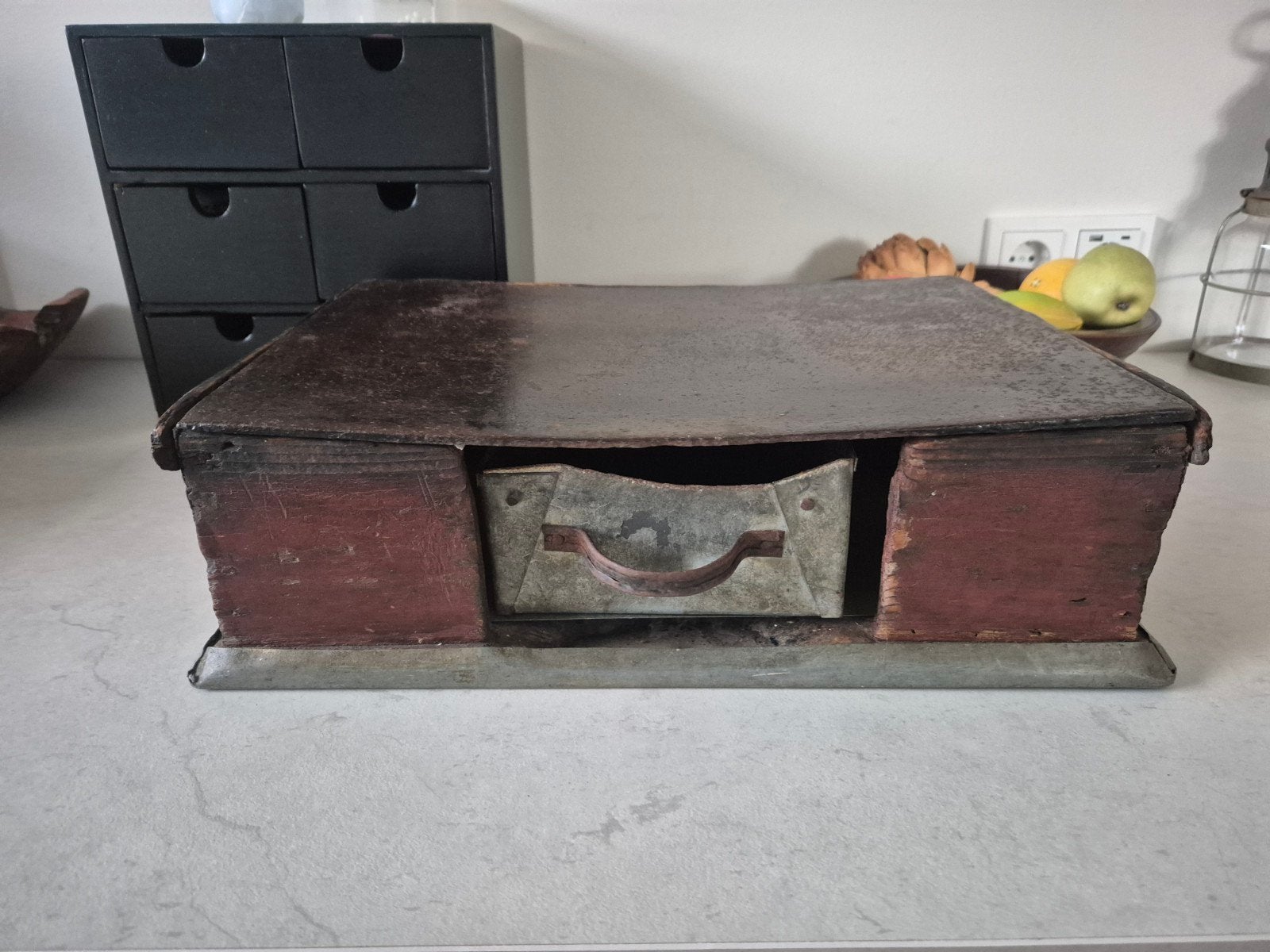 Antieke houten stoof met kolen lade, Antiek en Kunst, Ophalen of Verzenden