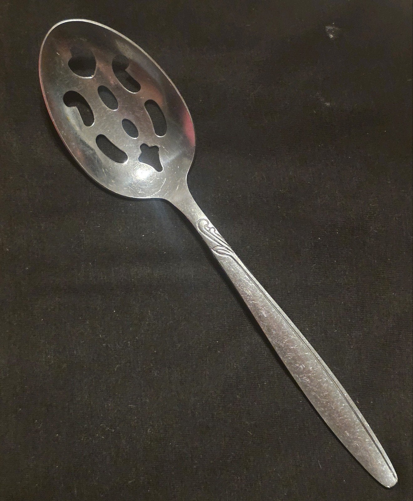 Amefa RVS Serveerlepel met Gaten - Vintage Bestek. Natfruit, Ophalen of Verzenden
