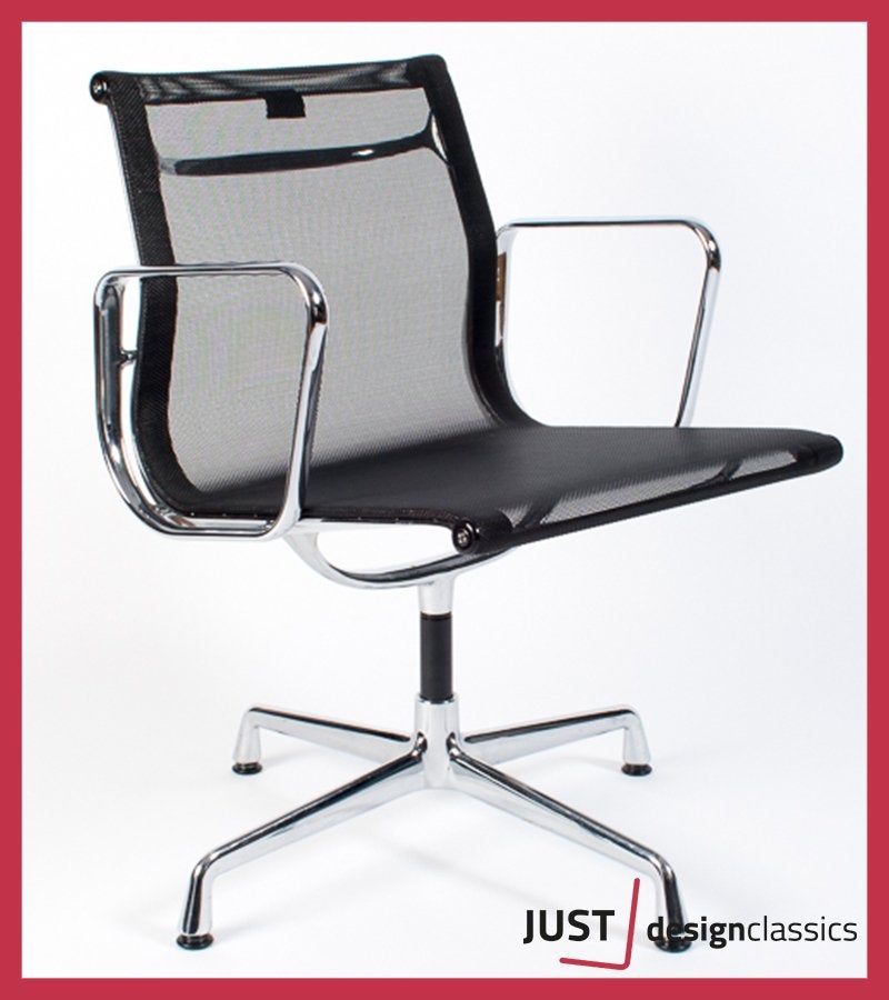 Vitra Eames ea108 Zwart Netweave Chroom (voorraad:6), Niet ingevuld, Niet ingevuld, Zo goed als nieuw, Metaal