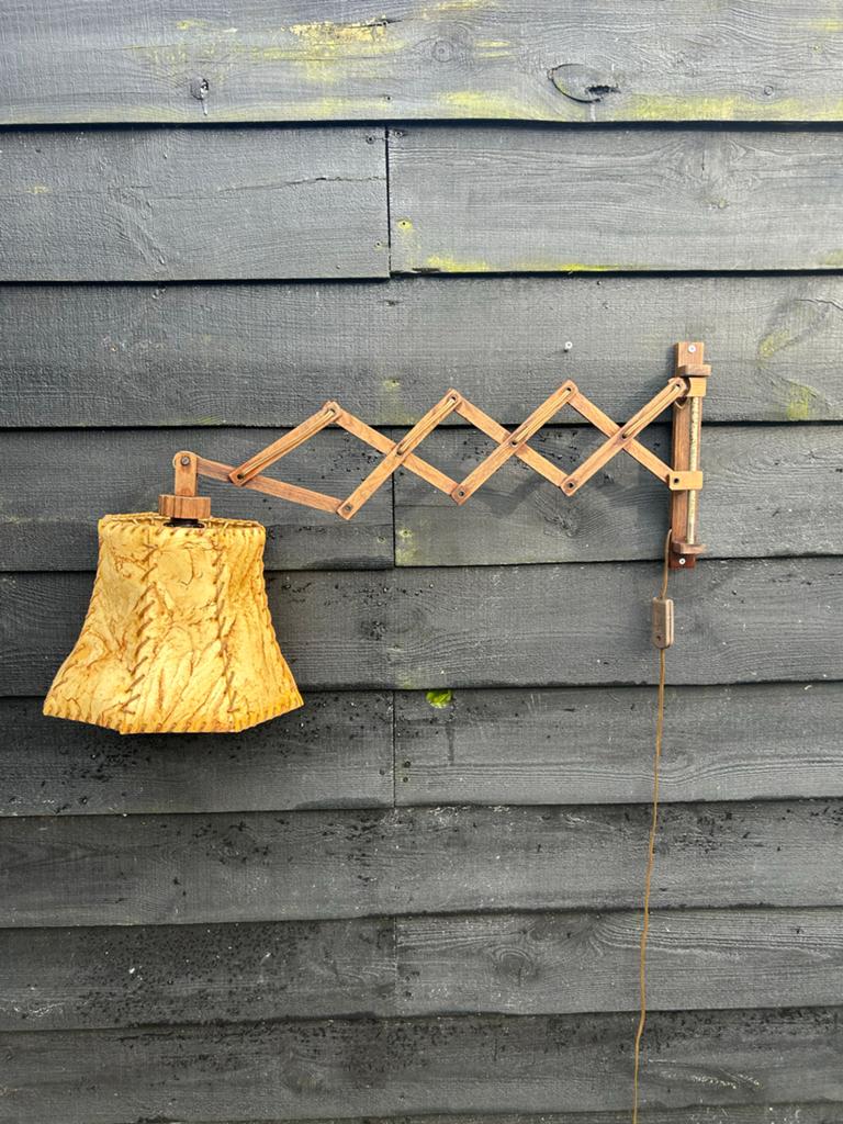 Vintage schaarlamp met perkamenten kap, Ophalen of Verzenden