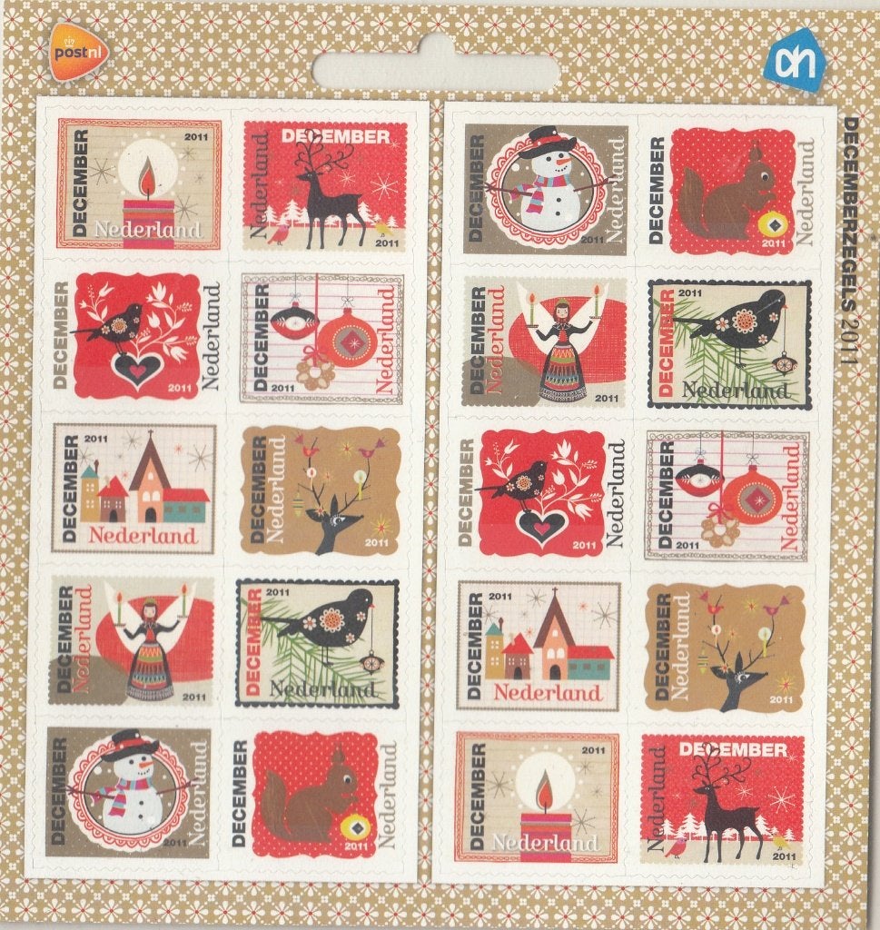 Nederland Postzegelvelletje Decemberzegels met AH Label, Verzenden