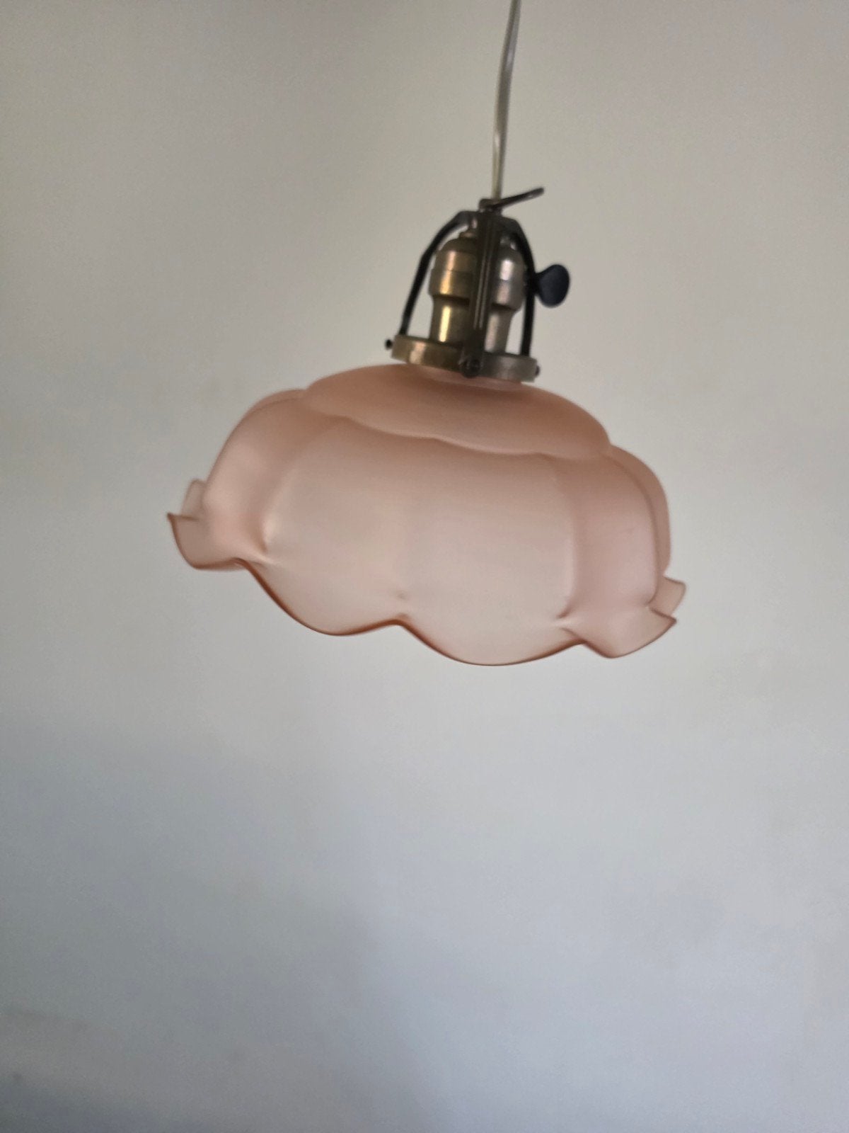 hanglamp vintage ruffeld art deco franse lamp, Ophalen of Verzenden, Gebruikt, Glas, Art deco