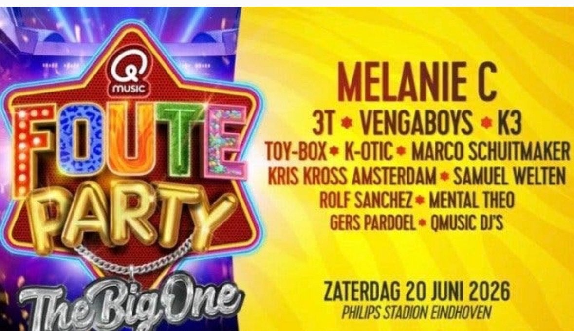Qmusic foute party, Tickets en Kaartjes, Evenementen en Festivals, Drie personen of meer