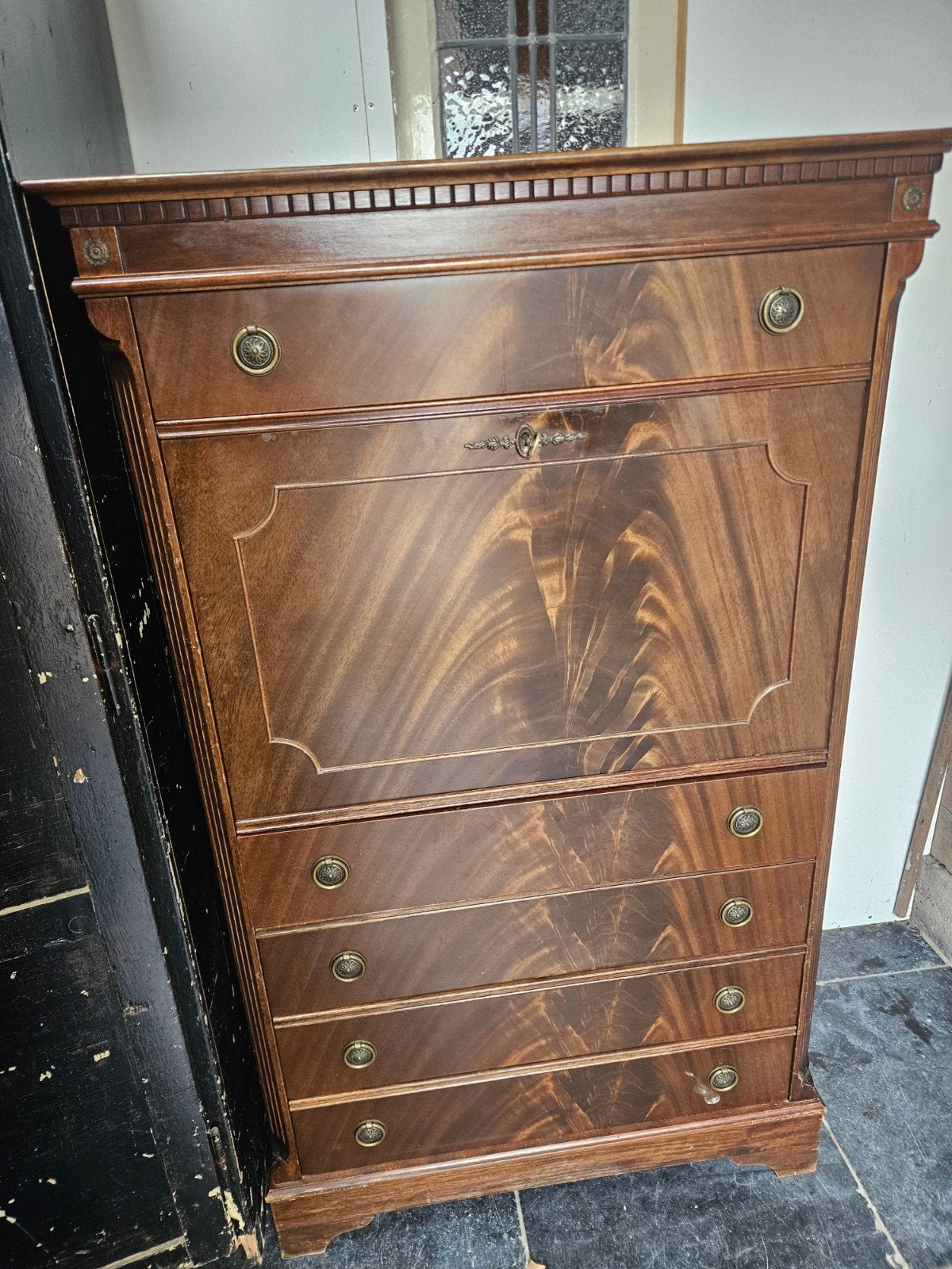 Antiek secretaire bureau met lades en opbergruimte, Antiek en Kunst, Ophalen