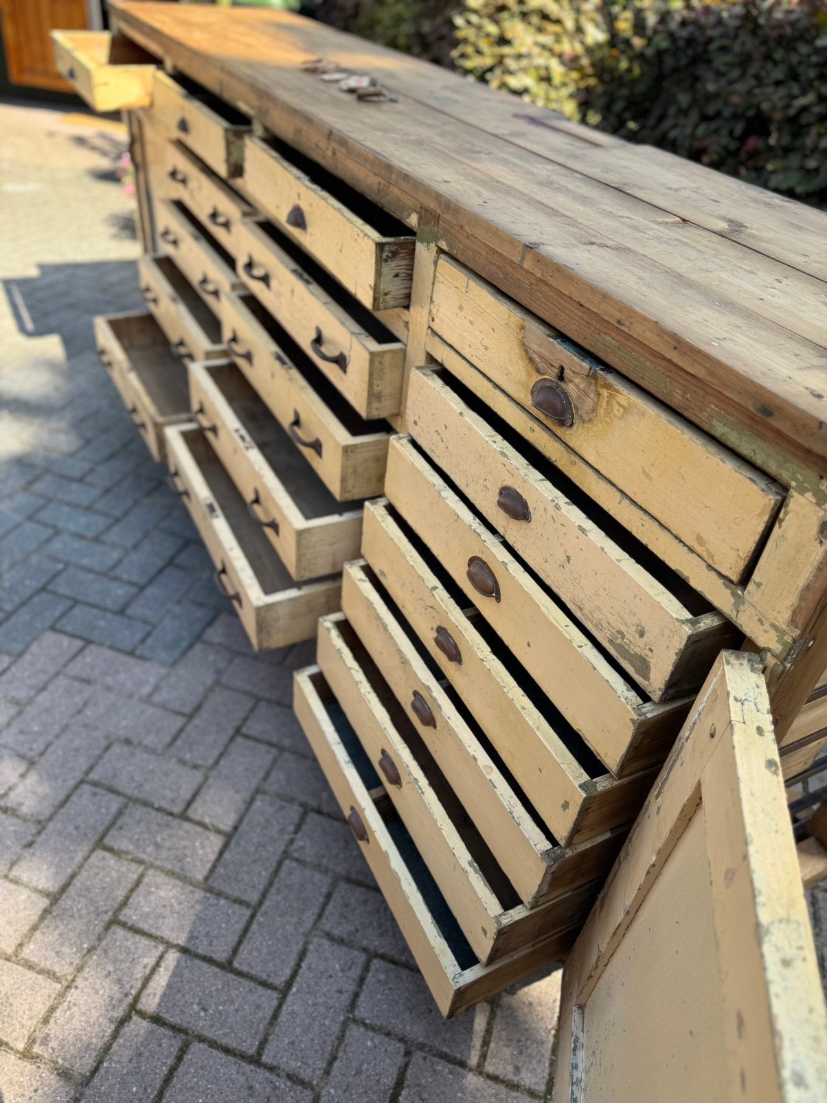 Robuust, werktafel/dressoir,keuken-element,karakter, 2.90 b, Ophalen, Gebruikt, Met deur(en), Grenenhout