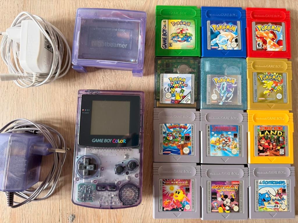 Game Boy Color met 12 spellen en accessoires, Ophalen, Gebruikt, Overige genres, 1 speler