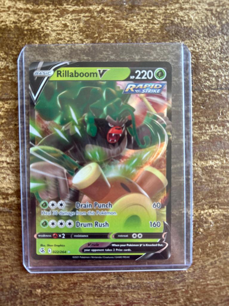 Pokémon Kaart Rillaboom V Rapid Strike 022/264, Ophalen of Verzenden, Zo goed als nieuw, Losse kaart