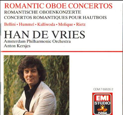 Han de Vries speelt romantische hoboconcerten - EMI, Ophalen of Verzenden, Romantiek, Zo goed als nieuw, Orkest of Ballet