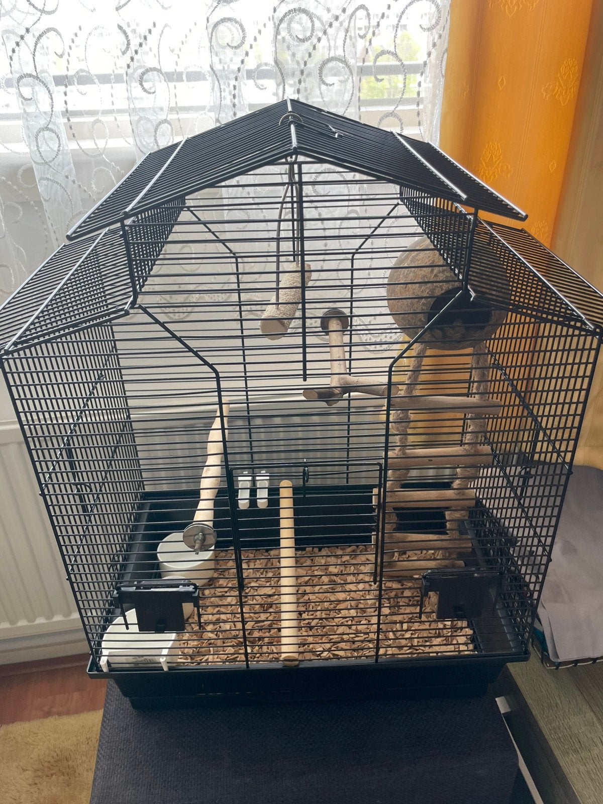 Vogel kooi (papegaai kooi, parkiet kooi) met toebehoren., Ophalen, Zo goed als nieuw, Metaal, Vogelkooi