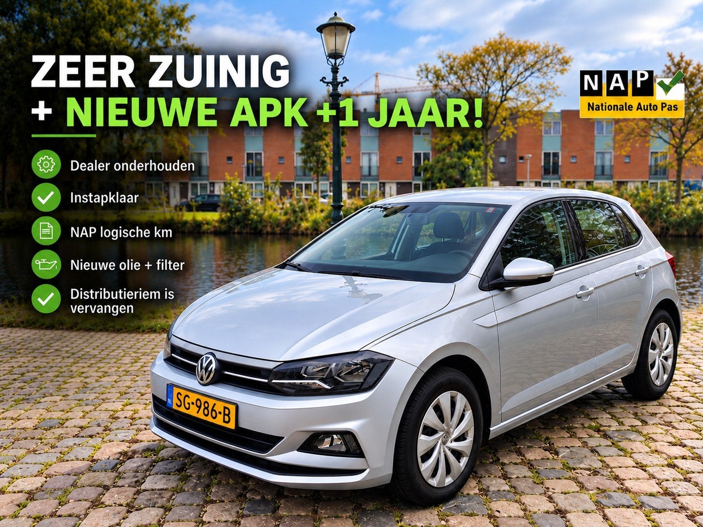 Volkswagen Polo 1.0 TSI 2018 - NIEUWE APK - CARPLAY - ZUINIG, Auto's, Dealer onderhouden, 40 €/maand, 23 km/l, Origineel Nederlands