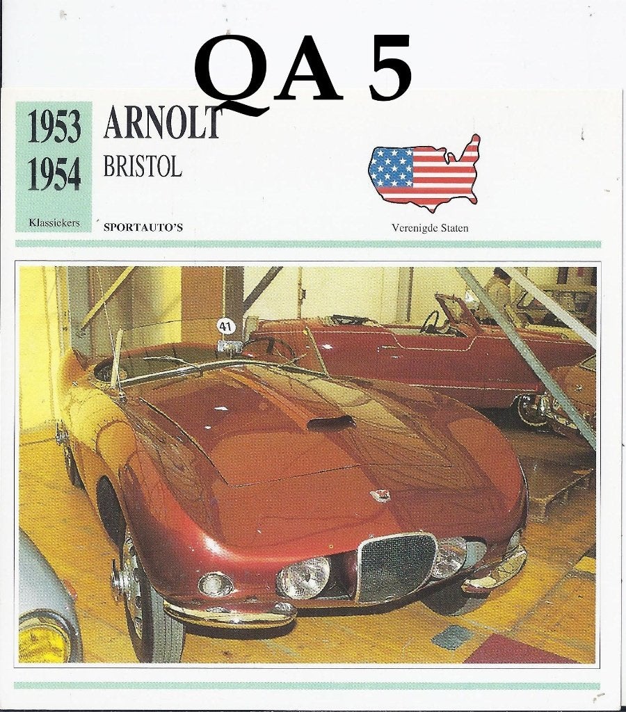 Qa5 autokaart Arnolt Bristol ( 1953 / 1954 ), Ophalen of Verzenden, Gebruikt, Auto's
