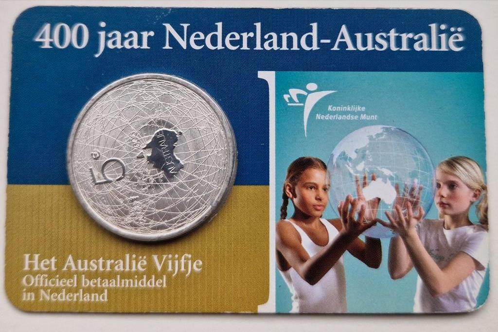 Het Australië vijfje 2006 in coincard, Koningin Beatrix, Zilver, Euro's, Ophalen of Verzenden