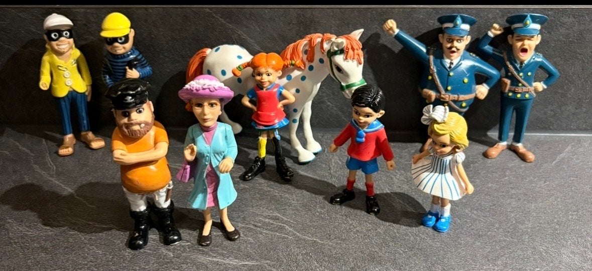 Pippi Langkous Figuren Set - Compleet met Paard, Ophalen of Verzenden, Zo goed als nieuw