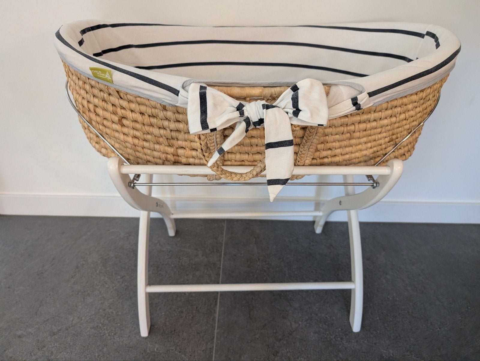 lichtgewicht Mozes wiegje - zwart / witte bekleding, Kinderen en Baby's, Ophalen, Gebruikt, Wieg