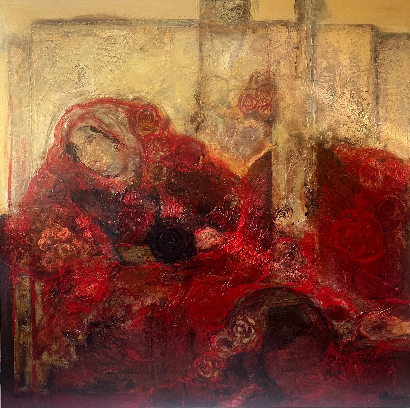 Groot origineel schilderij Käthe Ruyssenaars, Antiek en Kunst, Kunst | Schilderijen | Abstract, Ophalen