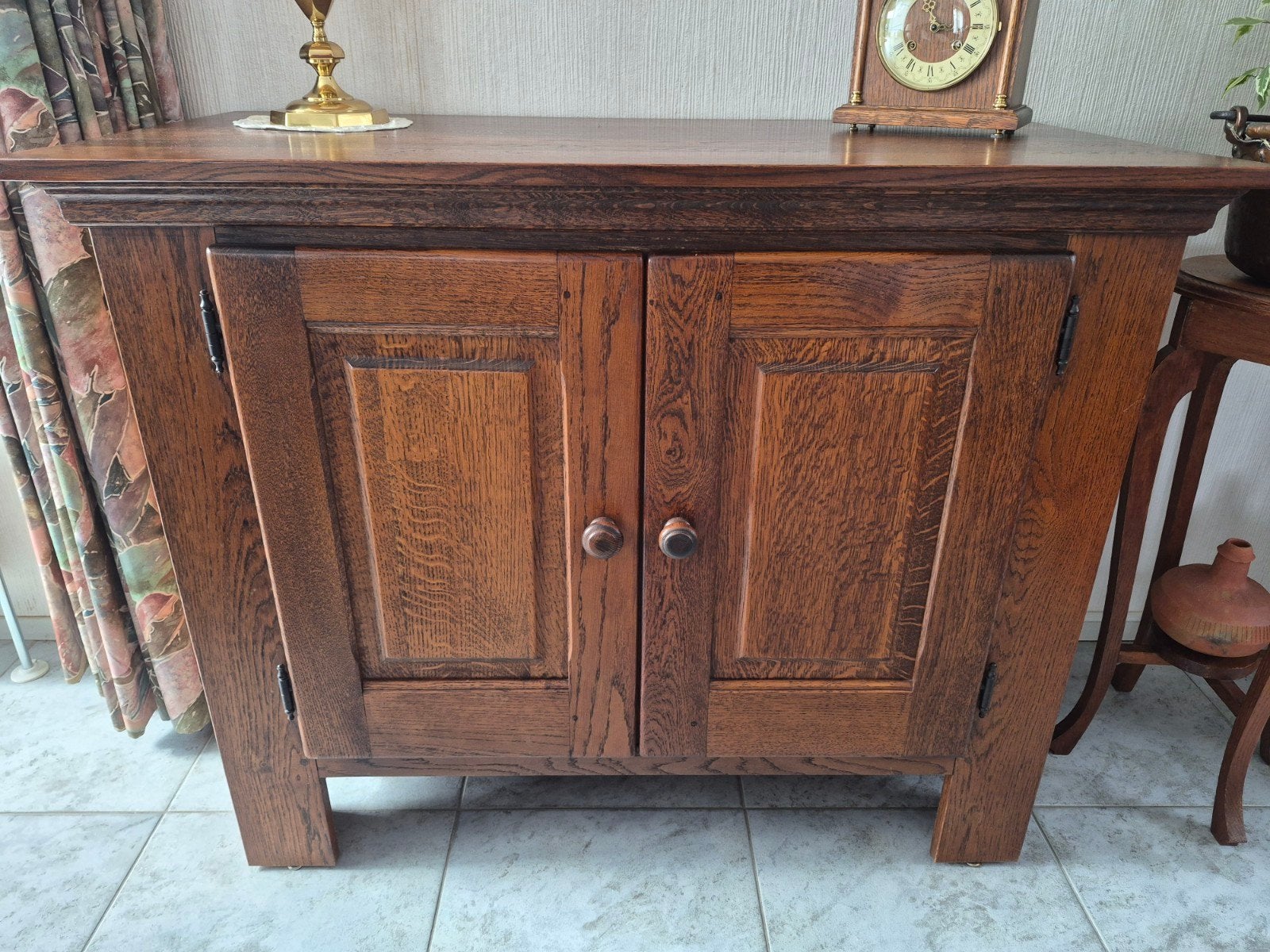 Vintage massief eiken houten tv kast., Ophalen, 25 tot 50 cm, 50 tot 100 cm, Minder dan 100 cm