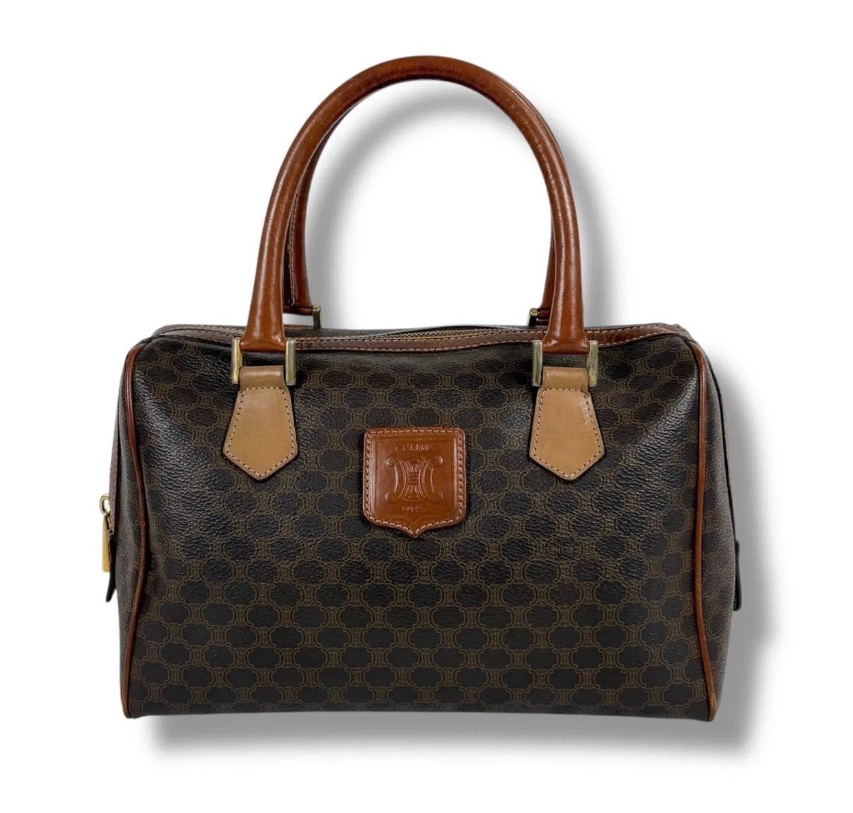 Vintage Celine Mini Boston Macadam Handtas, Ophalen of Verzenden, Gebruikt, Bruin, Handtas
