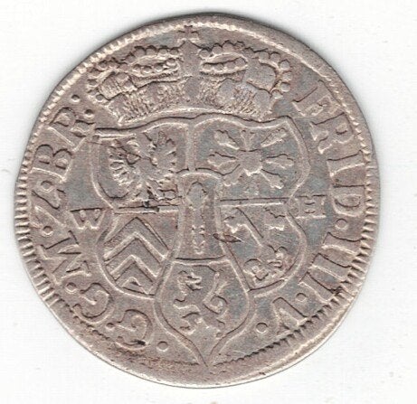 26-1055 Brandenburg 1/12 thaler 1692, Ophalen of Verzenden, Duitsland, Losse munt, Zilver