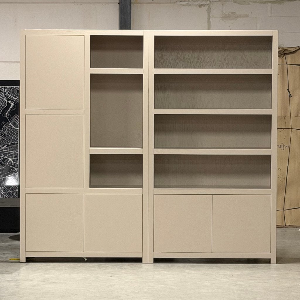 vakkenkast 120 240 of 360 cm taupe eiken fineer hotel chique, Ophalen, Japandi, 100 tot 150 cm, 200 cm of meer