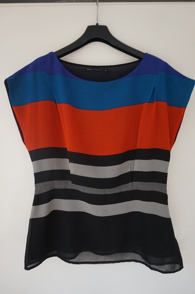 Steps nette chique blouse top oranje zwart grijs blauw mt 42, Maat 42/44 (L), Nieuw, Oranje, Ophalen of Verzenden