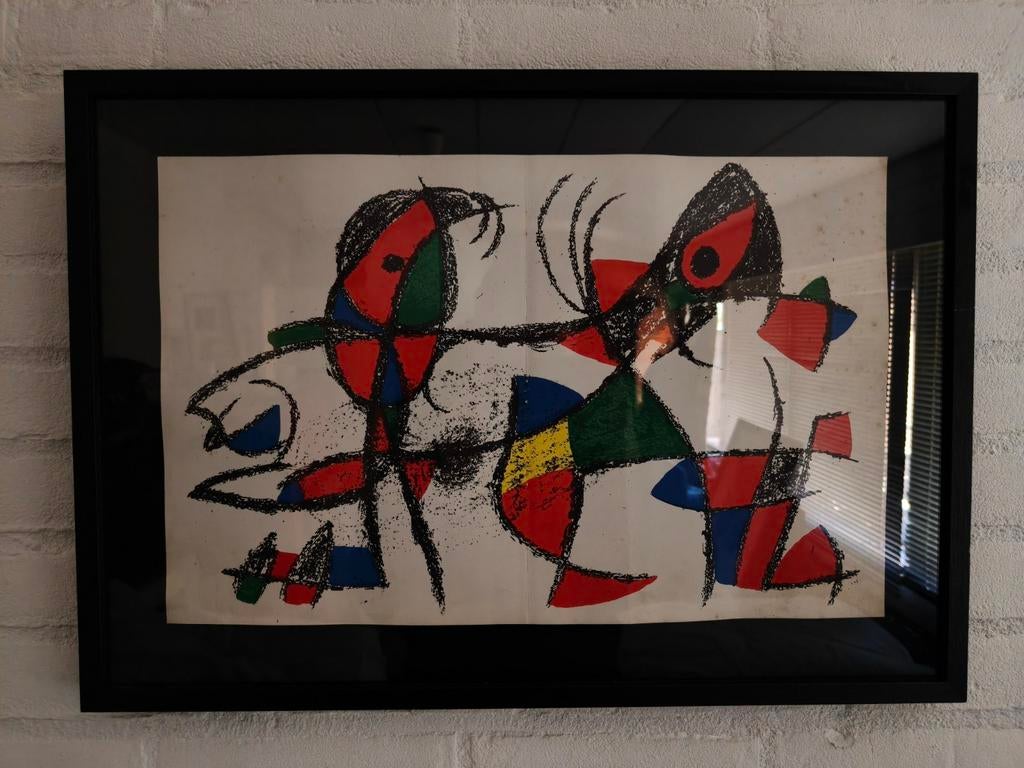 Joan Miró - Abstracte compositie (ingelijst), Ophalen of Verzenden