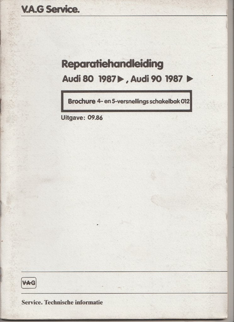 Reparatiehandleiding Audi 80 1987/Audi 90 1987, Ophalen of Verzenden