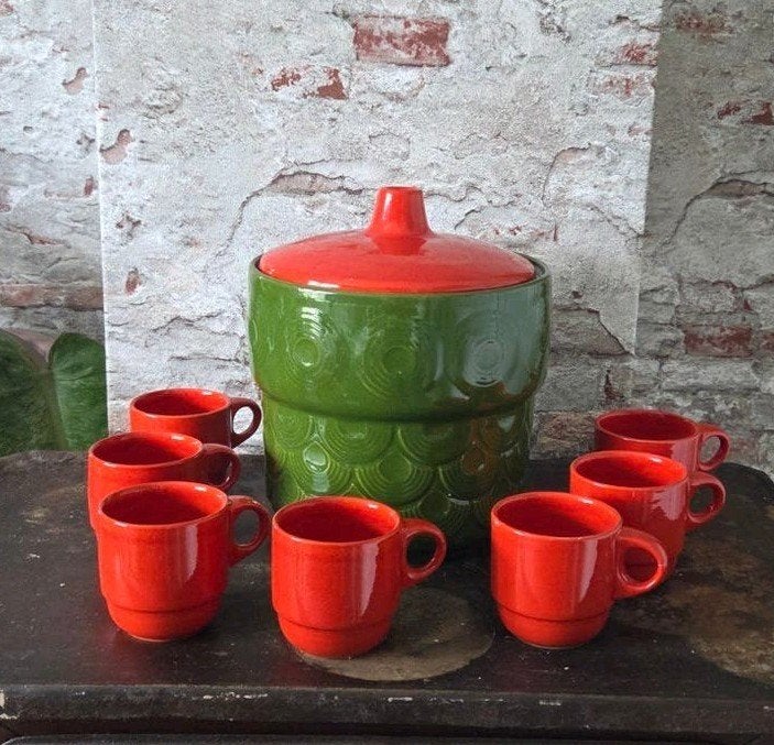 retro west germany Jasba bowlset, pot met kopjes, Ophalen of Verzenden