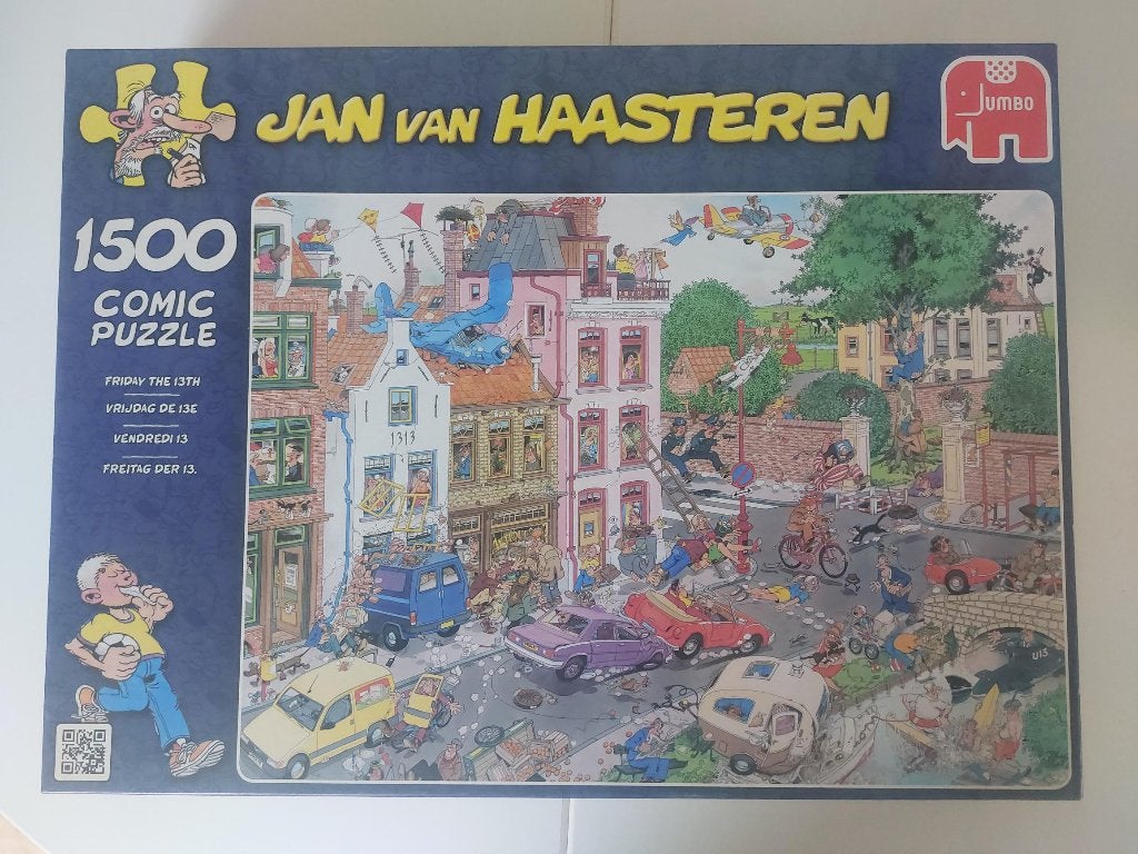 Jan van Haasteren puzzel Vrijdag de 13e, 1500 stukjes, Ophalen, 500 t/m 1500 stukjes, Zo goed als nieuw, Legpuzzel