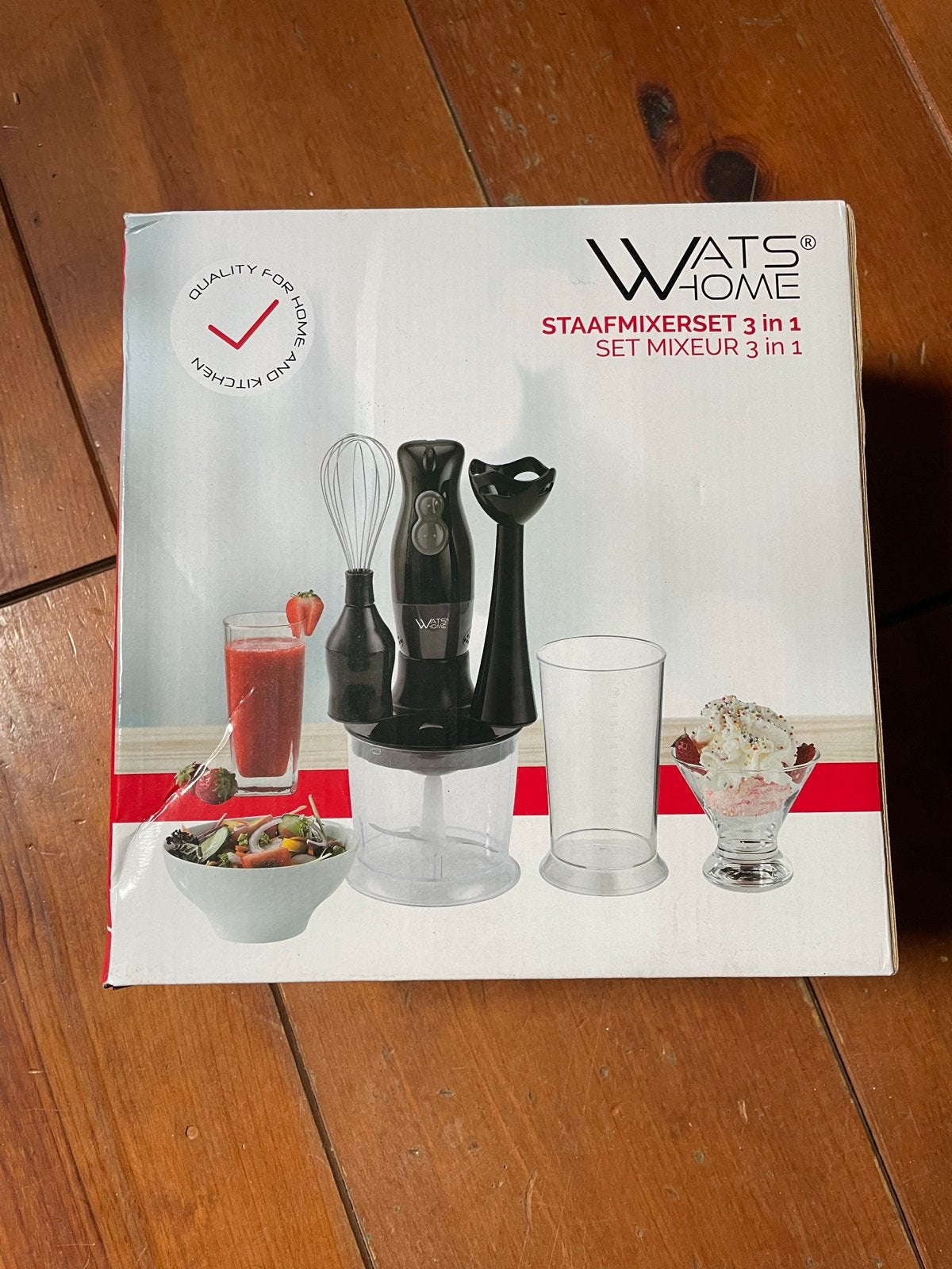 WATS HOME Staafmixerset 3-in-1 - NIEUW, 2 snelheden, Nieuw, Ophalen of Verzenden, Vaatwasserbestendig