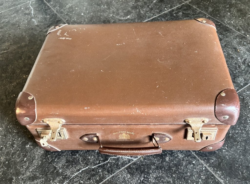 Vintage bruine reiskoffer, Overige materialen, Gebruikt, Slot, Minder dan 50 cm