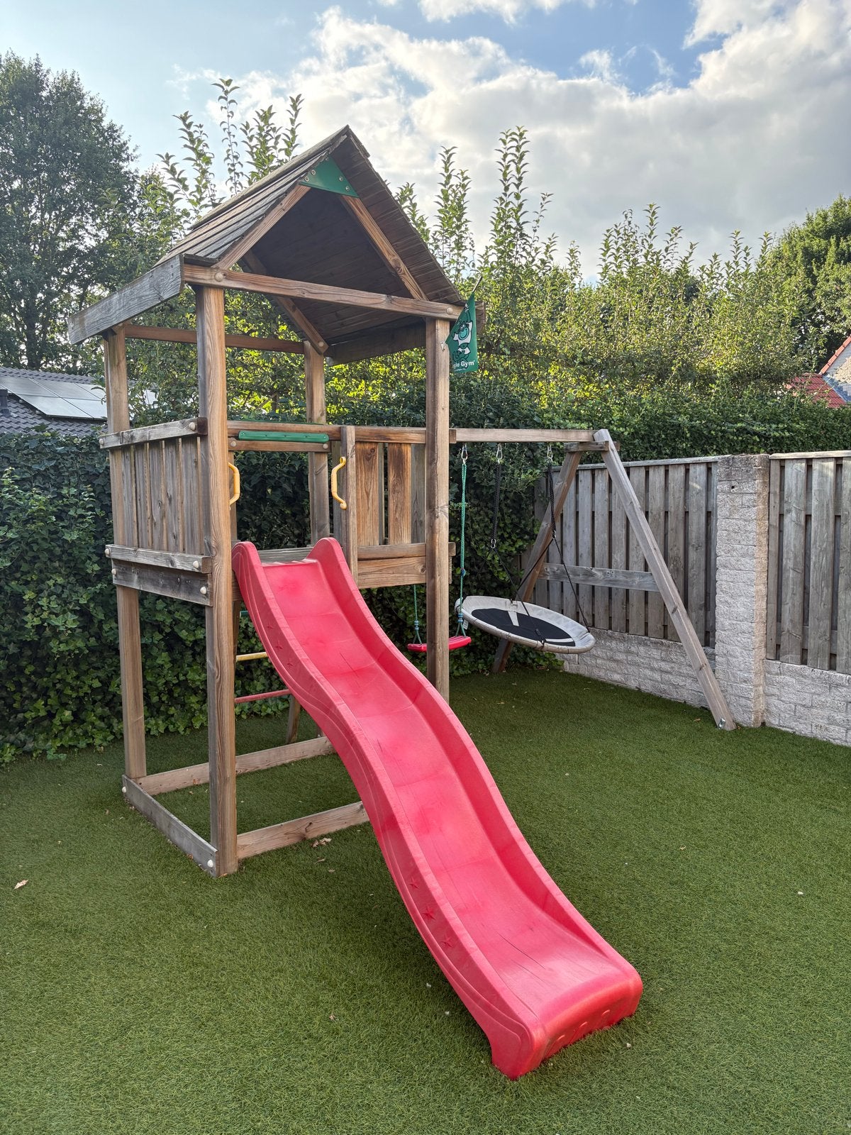 Houten Speeltoestel met Glijbaan en Schommels, Ophalen, Gebruikt, Glijbaan