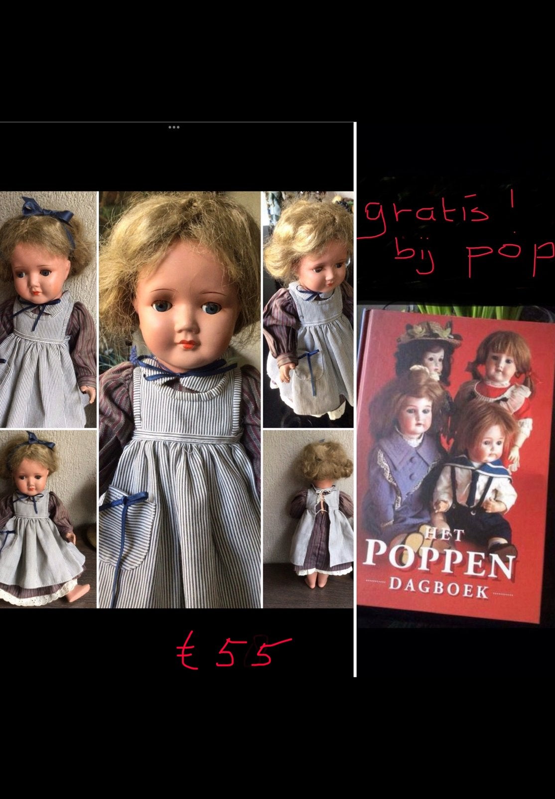 🌿 Pop ,”ANTIEK/OUDE POP MET GRATIS POPPENBOEK!”🌿, Antiek en Kunst, Verzenden