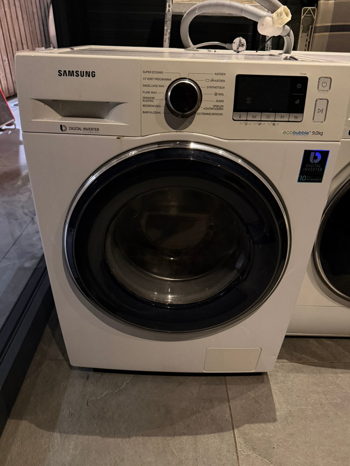 Samsung wasmachine 9kg, 1200 tot 1600 toeren, Gebruikt, 8 tot 10 kg, 85 tot 90 cm