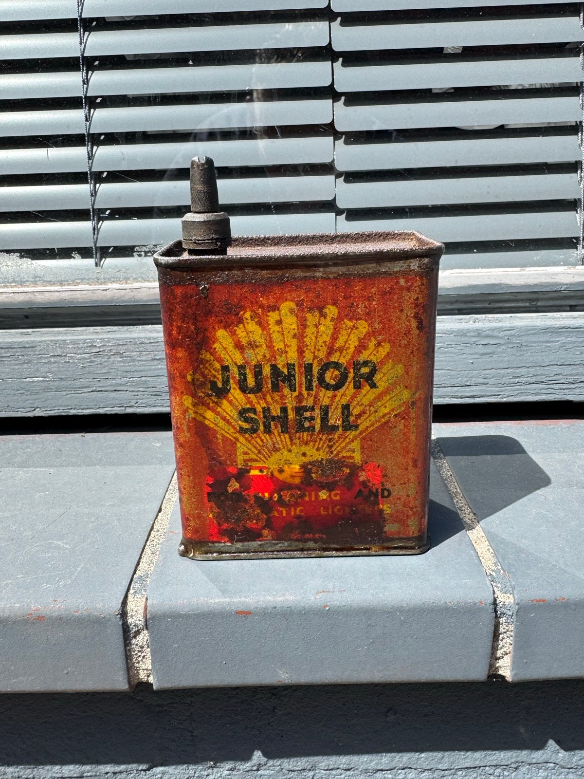 Vintage Junior Shell blikje - zeldzaam verzamelobject, Ophalen of Verzenden